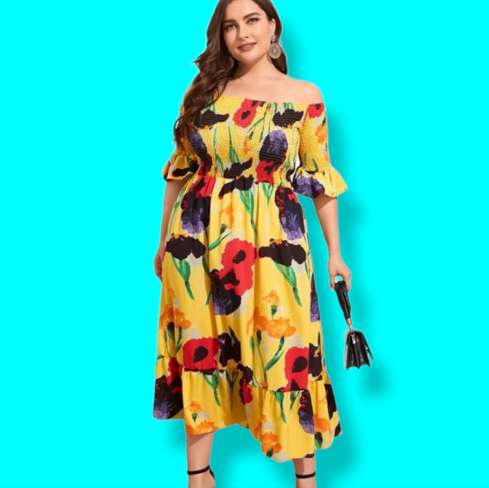 Plus Floral Print Dress NWOT